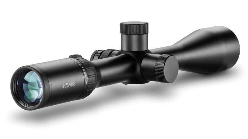 Load image into Gallery viewer, Hawke Airmax 30 AMX Reticle Rifle Scope | Best optical rifle scope in UK | Suitable for Hunting |First Focal Plane Long Range Scope | TalonGear.co.uk | side focus 6-24x50
